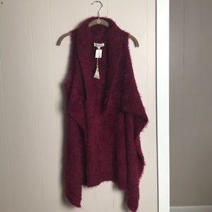 Burgundy Fur Vest
